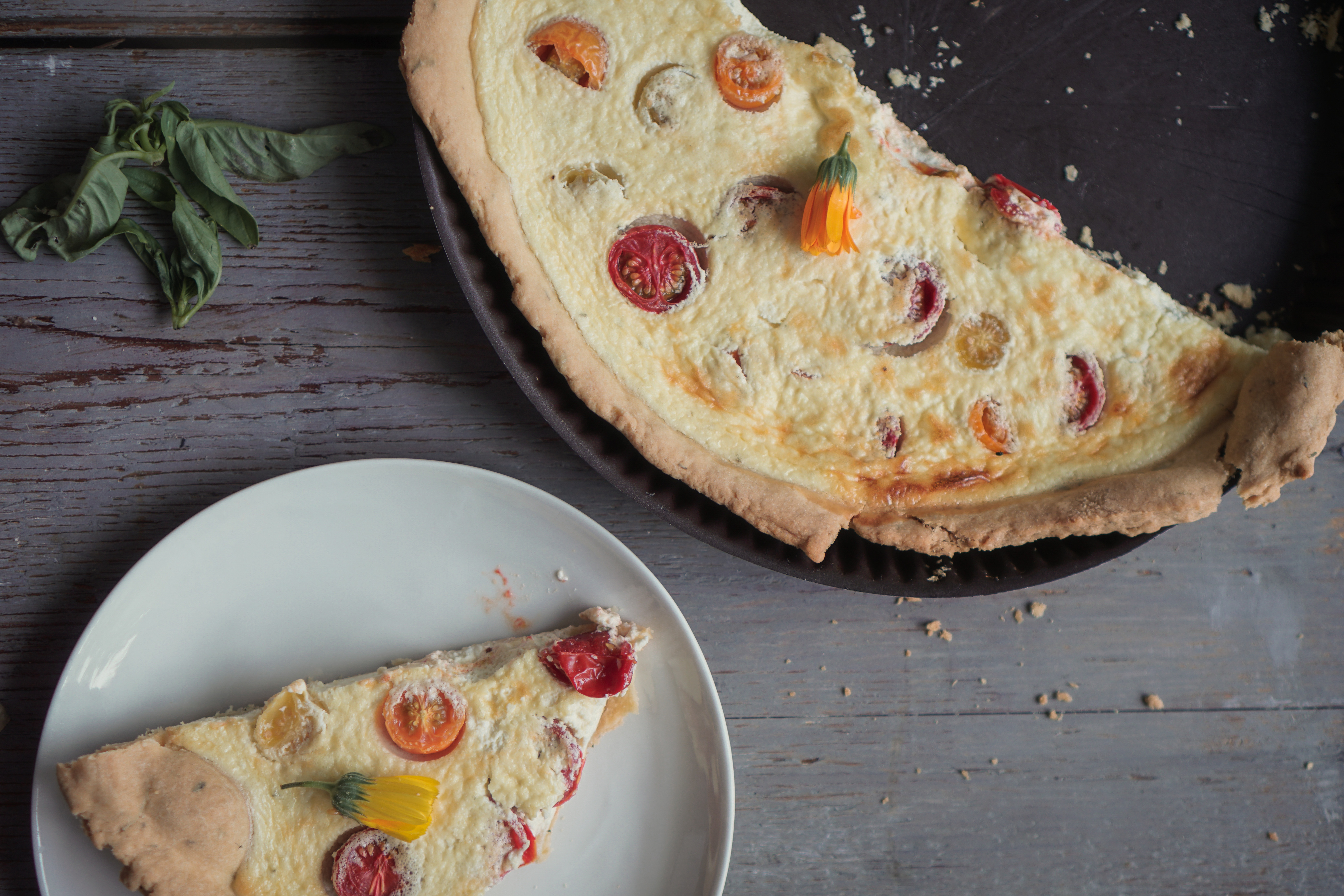 Theresas Küche - Ziegenkäsequiche mit bunten Kirschtomaten