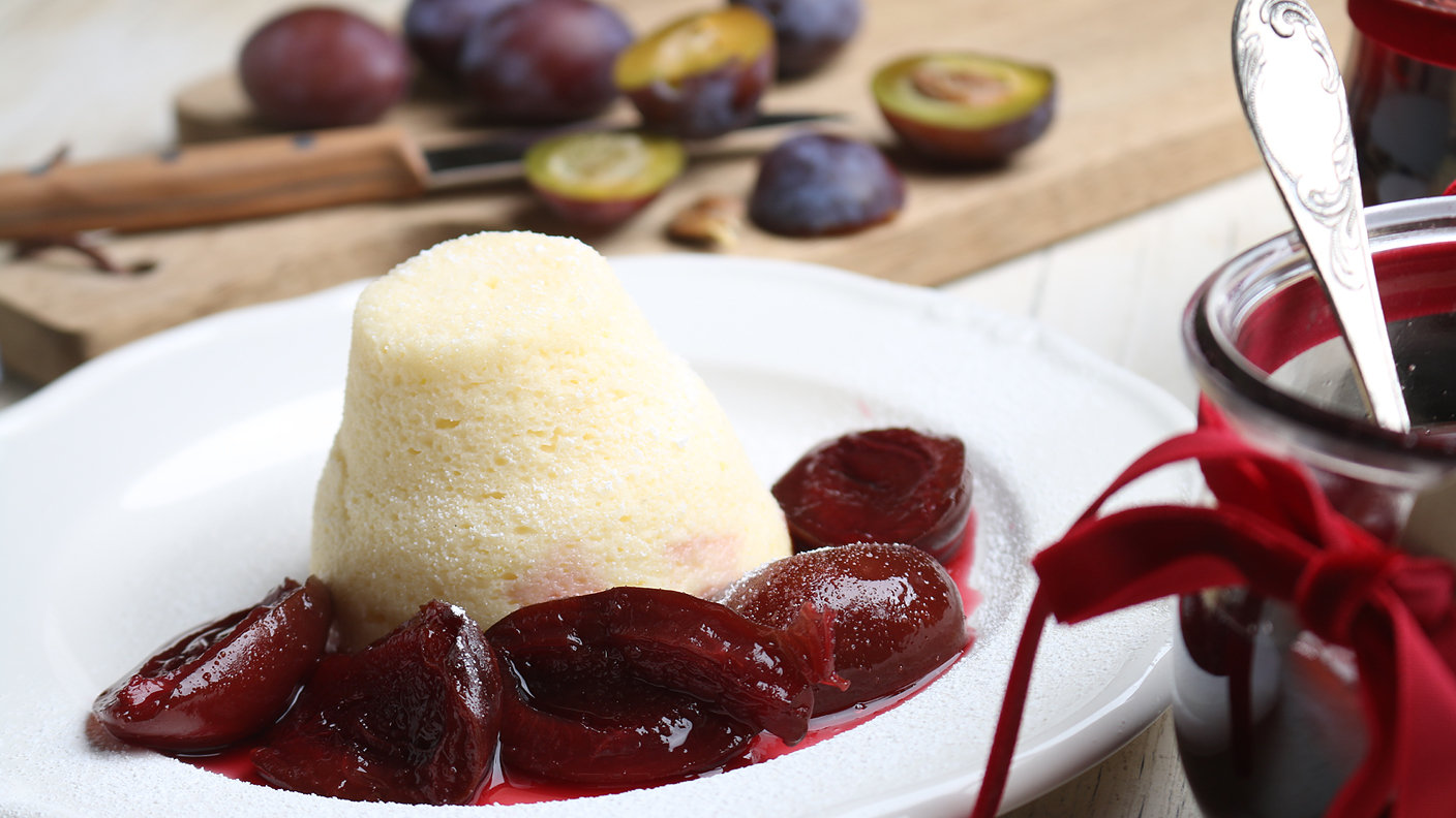 Theresas Küche - Topfensoufflé mit Weinplaumen
