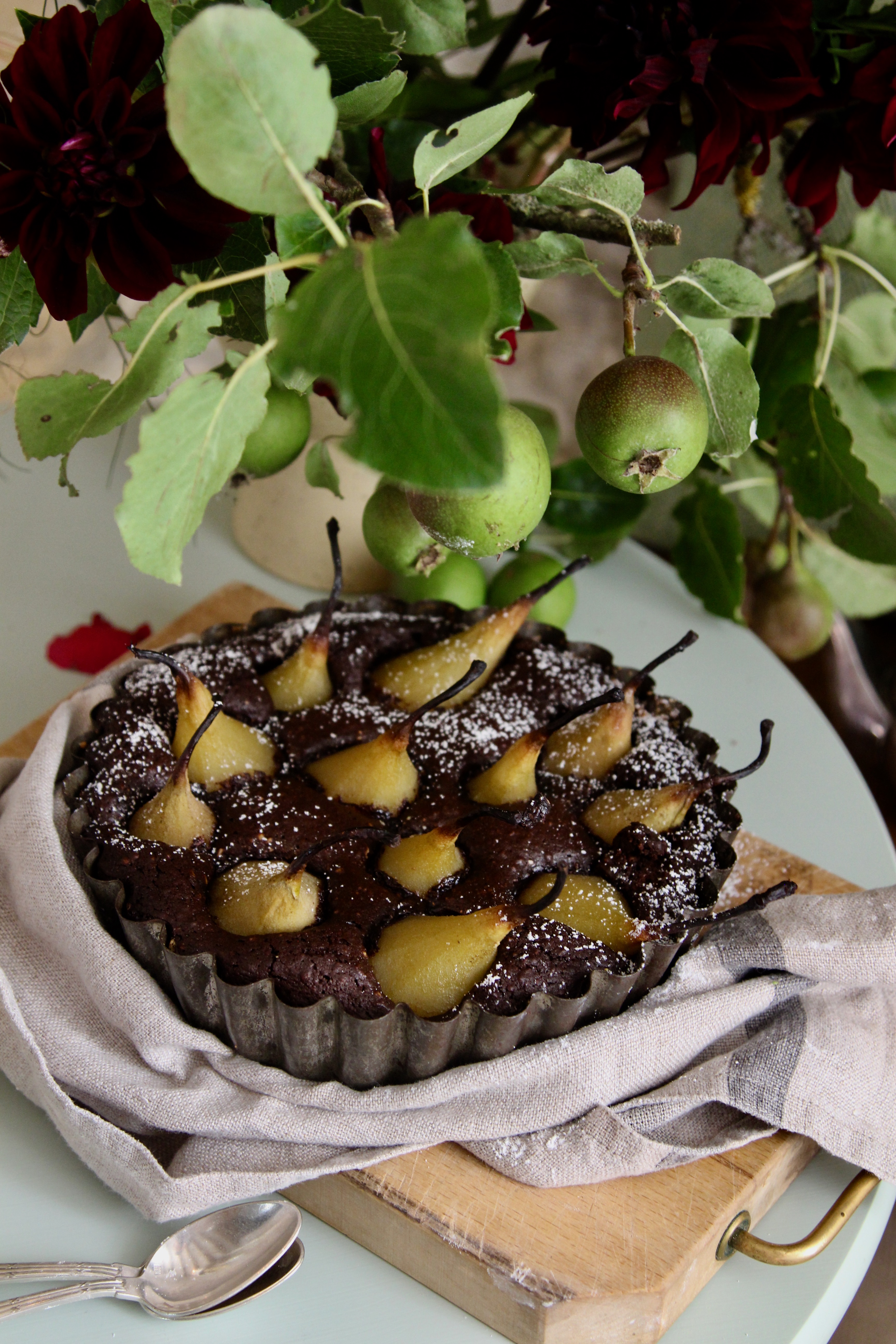 Theresas Küche - Warmer Schokoladenkuchen mit Gewürzbirnen