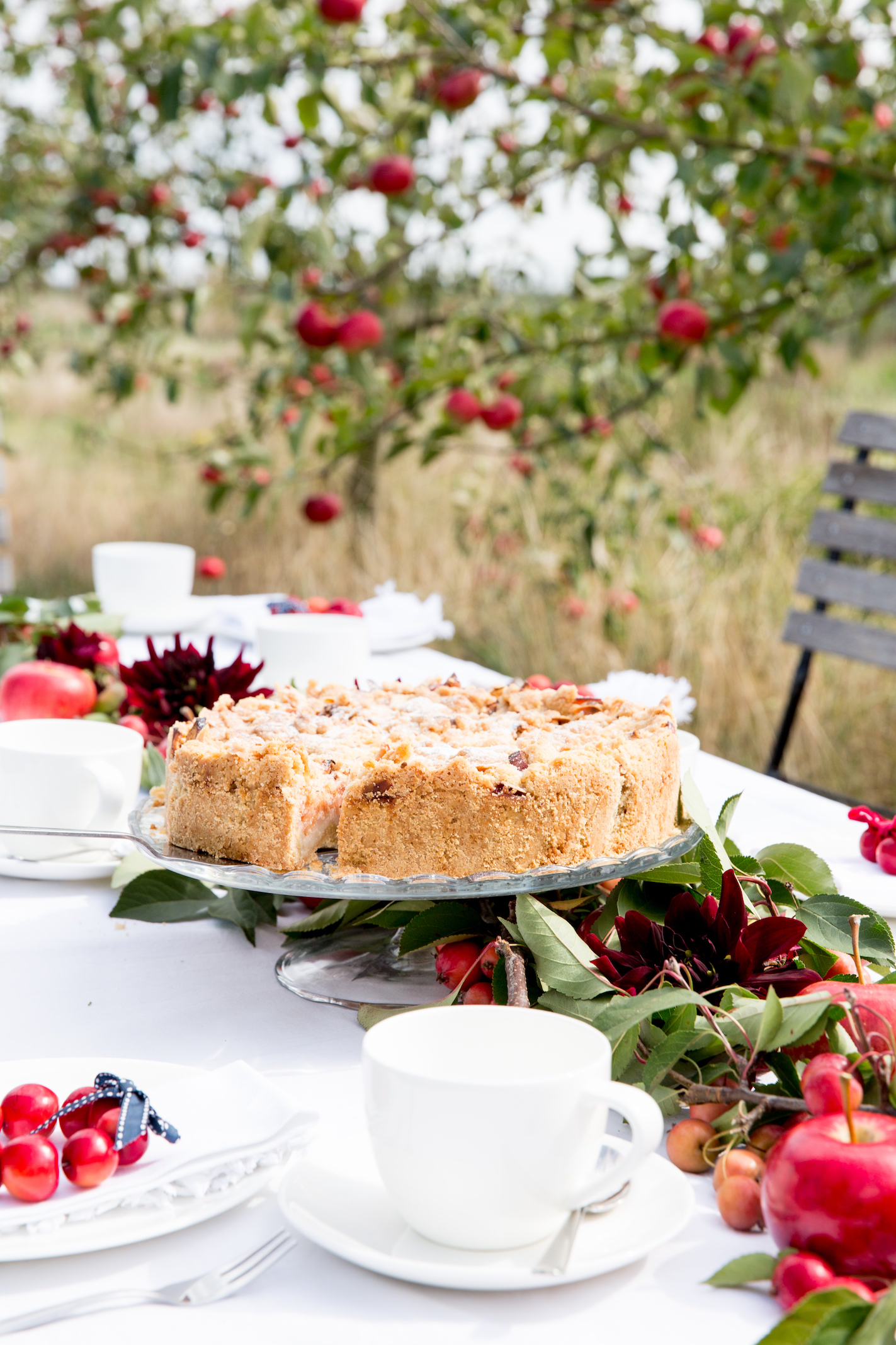 Theresas Küche - Apfelkuchen mit Pudding und Mandelstreuseln